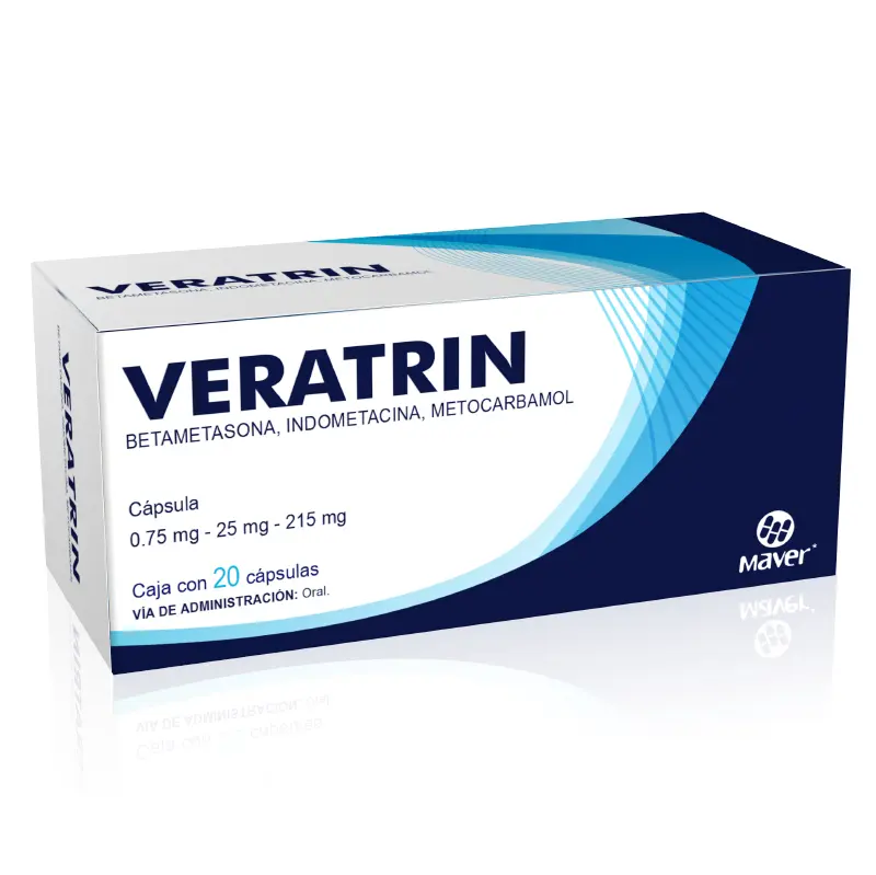 VERATRIN 0.75/25/215MG C/20 CAP (BETAMETAS/INDOMETA/METOCARB)(MAVER)