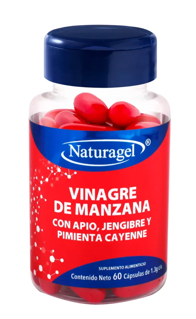 VINAGRE DE MANZ, APIO, JENGIBRE, PIMIENTA CAYENNE C/60 CAP (NATURAGEL)