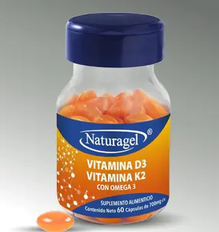 VITAMINA D3, VITAMINA K2 C/OMEGA 3, 700 MG C/60 CAP (NATURAGEL)