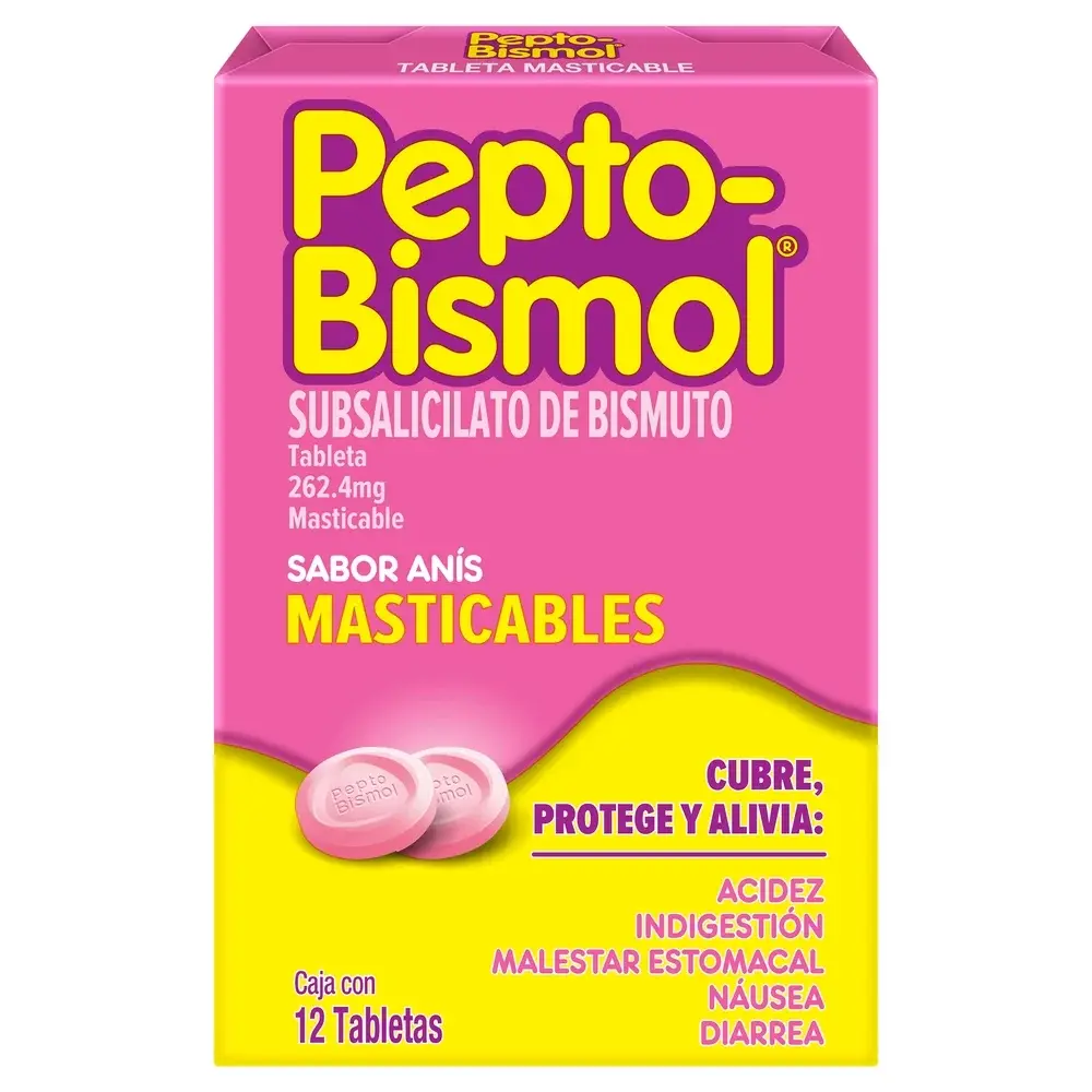 PEPTO BISMOL 262.4MG CON 12 TABLETAS MAST SUBSILATO DE BISMUTO (PROCTER)