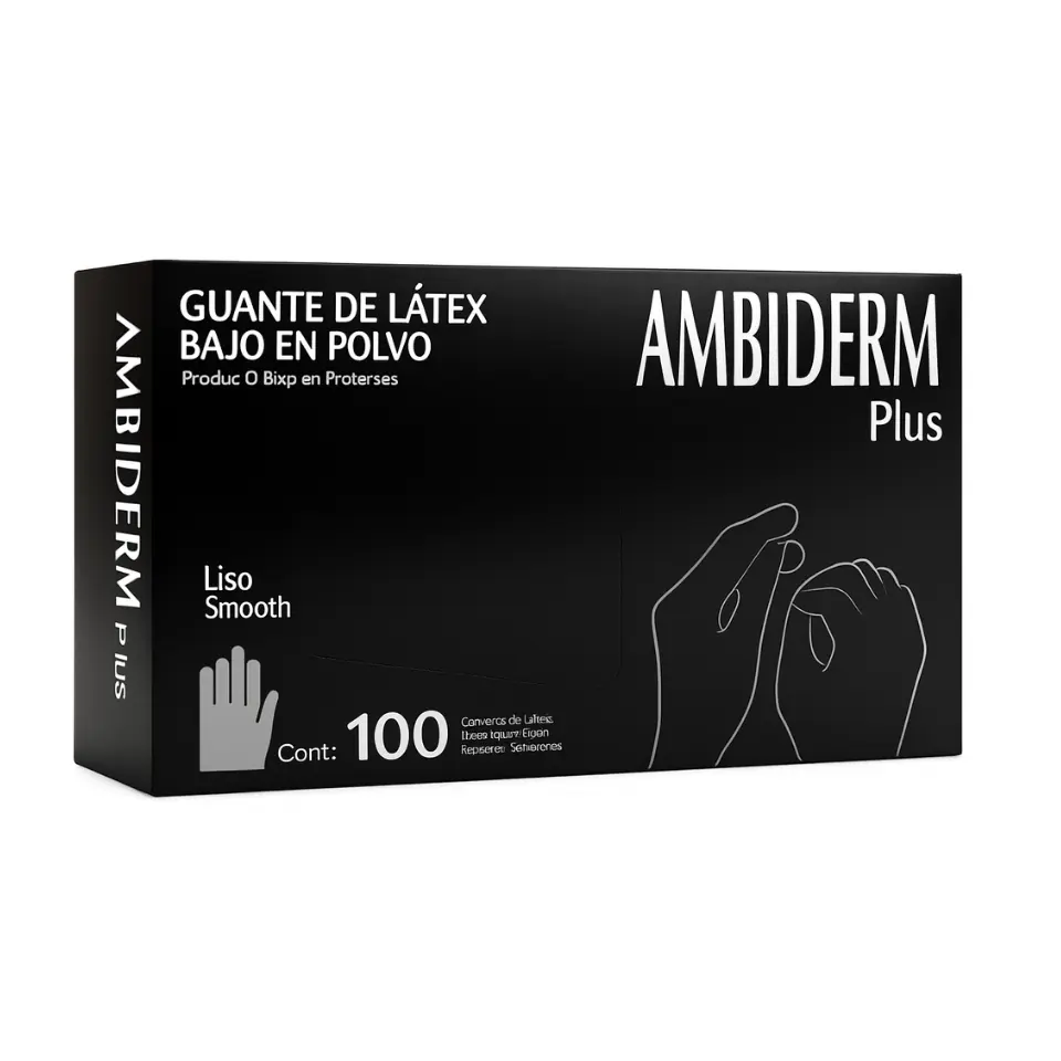 GUANTE PLUS NEGRO NO EST MD 100PZA (IVA)(AMBIDERM)