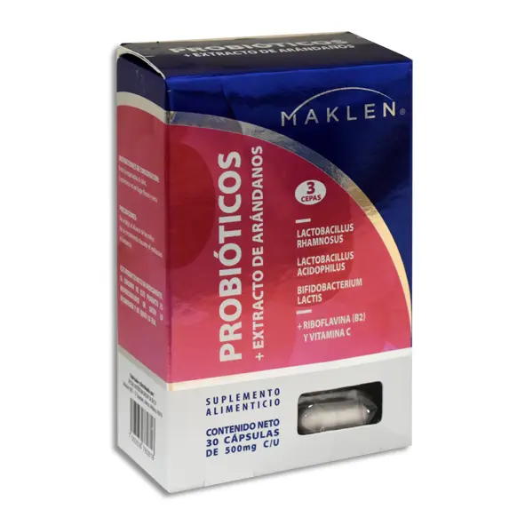 PROBIOTICOS + EXTRACTO DE ARANDANOS 500 MG C/30 CAPS ( MAKLEN ) ( IVA ) 