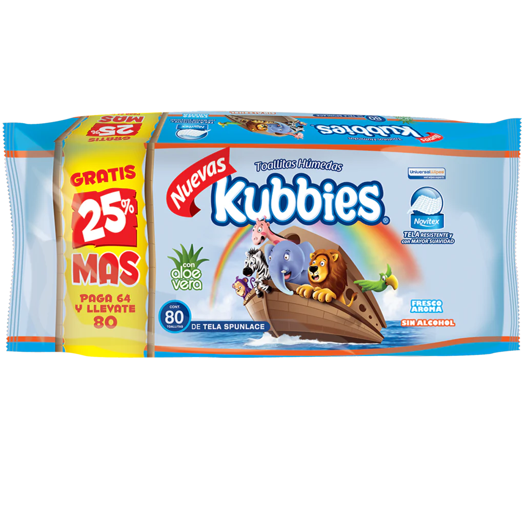 KUBBIES BEBE C/ALOE VERA 80 TOALLITAS HUMEDAS (IVA)