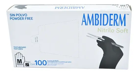 GUANTE NITRILO NEGRO NO EST MED 100 PZA ( AMBIDERM ) ( IVA )