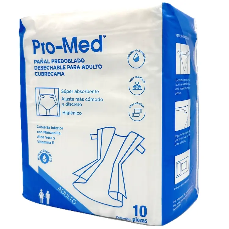 PAÑAL CUBRECAMA ADULTO PRO-MED BOLSA C/10 PZAS (IVA)