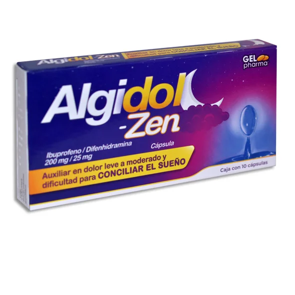 ALGIDOL-ZEN C/10 CAPS (IBUPROFENO, DIFENHIDRAMINA)(GELPHARMA)