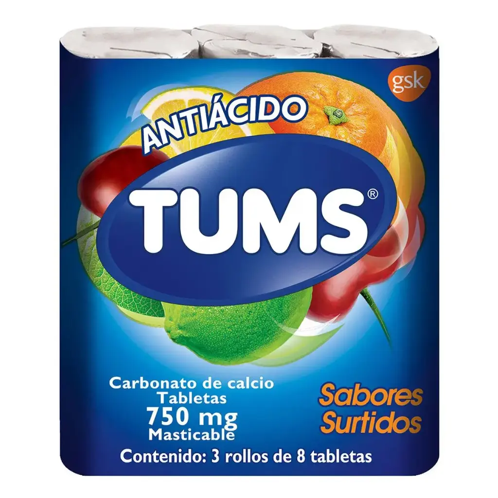 TUMS EXTRA SURTIDO 3 ROLLOS C/8 TAB (CARBONATO DE CALCIO)