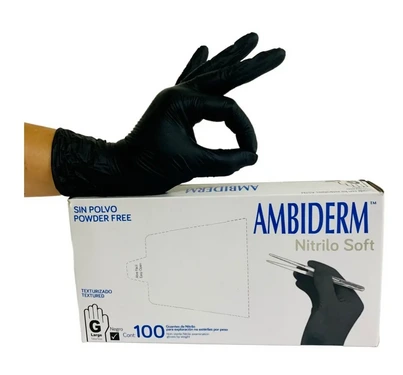 GUANTE NITRILO NEGRO NO EST GDE 100 PZ. - (IVA) AMBIDERM