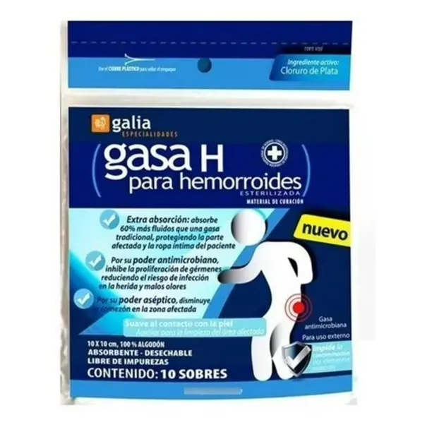 GASA H P/HEMORROIDES ESTERIL 10X10 CM C/10 SOBRES ( GALIA ) ( IVA )