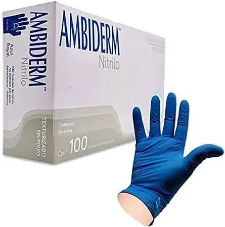 GUANTE  NITRILO  AZUL NO ESTERIL CH 100 PZA (IVA)(AMBIDERM)