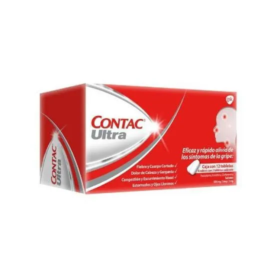 CONTAC ULTRA  500/5/2  MG C/12 TAB (PARACETAMOL, FENILE, CLORFEN)(HALEON)