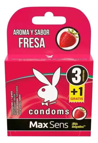 PRESERVATIVO CONDOMS MAX SENS FRESA C/3 (PLAYBOY)