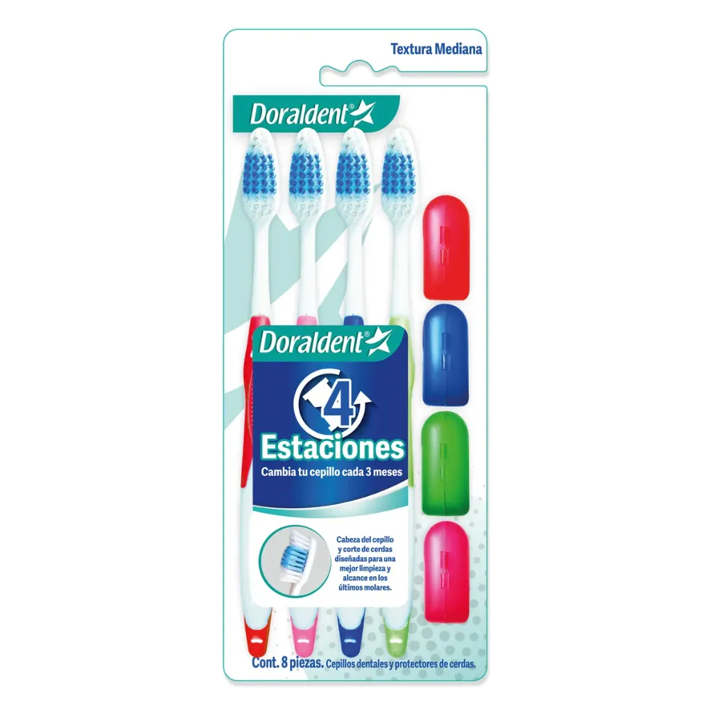 CEPILLOS 4 ESTACIONES 4 PZAS+APRO (IVA)(DORALDENT)